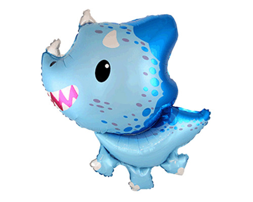Шар фольгированный 12"/30см Дино Трицератопс голубой мини