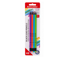 Набор карандашей чернографитных BRAUBERG ULTRA COLOR 4шт HB с ластиком пластиковые