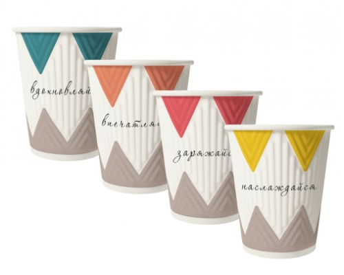 Стакан бумажный 250мл D80 2-х слойный в упак 6шт рисунок в ассортименте