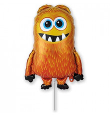 Шар фольгированный 12"/30см Оранжевый монстрик мини