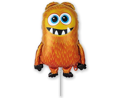 Шар фольгированный 12"/30см Оранжевый монстрик мини