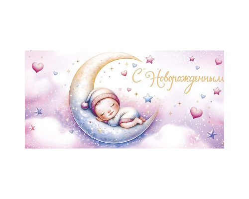 Конверт для денег 120*183мм С новорожденным!