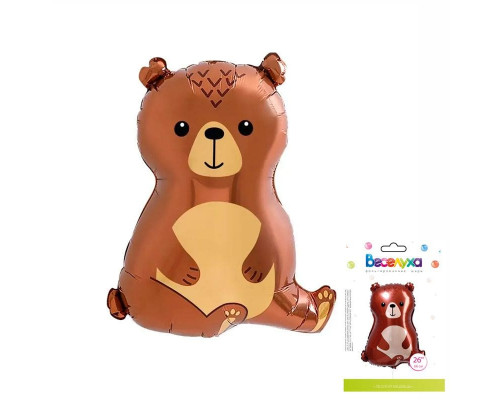 Шар фольгированный 22"/55см Лесной медведь в упаковке