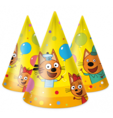 Колпаки Три Кота, Веселый День Рождения 16см (уп 6шт)