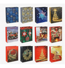 Пакет подарочный бумажный 26,5*16,5*7 НОВЫЙ ГОД НГ рисунок в ассортименте
