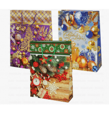 Пакет подарочный бумажный 40,5*24,8*9 НОВЫЙ ГОД НГ рисунок в ассортименте