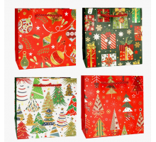 Пакет подарочный бумажный 16*16*7,6 НОВЫЙ ГОД НГ рисунок в ассортименте