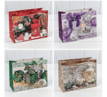 Пакет подарочный бумажный 33*47*9 НОВЫЙ ГОД НГ горизонтальный рисунок в ассортименте