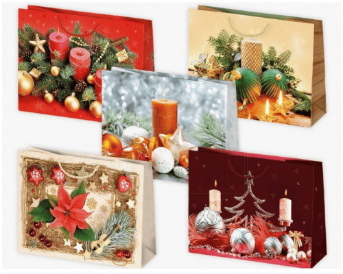 Пакет подарочный бумажный 24,5*36*12 НОВЫЙ ГОД НГ горизонтальный рисунок в ассортименте