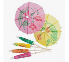 Пика для канапе 10см Зонтик дерево 8шт в упак в ассортименте