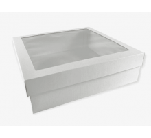 Коробка для торта 250*250*80 белая с окном