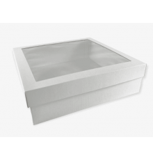 Коробка для торта 250*250*80 белая с окном