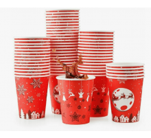 Стакан бумажный 250мл D80 2-х слойный НОВЫЙ ГОД рисунок в ассортименте