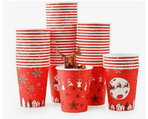 Стакан бумажный 250мл D80 2-х слойный НОВЫЙ ГОД рисунок в ассортименте