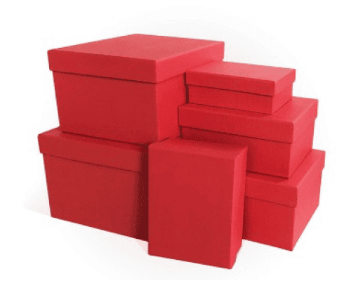 Коробка подарочная 19*15*9 тиснение РОГОЖКА ярко-красный
