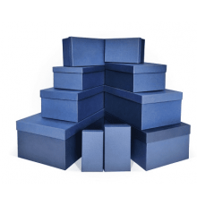 Коробка подарочная 12*6,5*4 тиснение ЛЕН синий моно