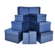 Коробка подарочная 13,5*8*4,9 тиснение ЛЕН синий моно