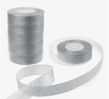 Лента органза 40мм*25ярд серебро (уп5/75)