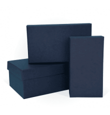 Коробка подарочная 13,5*8*5 тиснение РОГОЖКА темно-синий моно