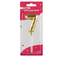 Свеча тортовая цифра 7 в форме воздушного шара Paterra золото