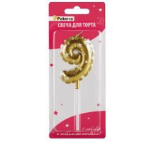 Свеча тортовая цифра 9 в форме воздушного шара Paterra золото