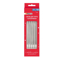 Свечи тортовые 10шт Paterra серебряные с держателями