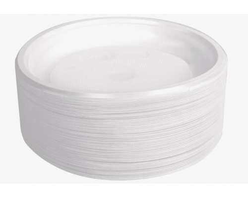 Тарелка пластиковая 205мм ИнПл белая 100шт (уп2000)