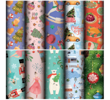 Бумага оберточная 70см*100м Новый год НГ Сказочный подарок рисунок в ассортименте