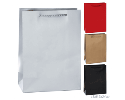 Пакет подарочный бумажный 18*24*8,5 однотонный цвет в ассортименте