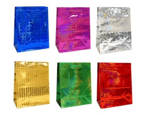 Пакет бумажный с ручками 32*45*11 ГОЛОГРАФИЯ в ассортименте