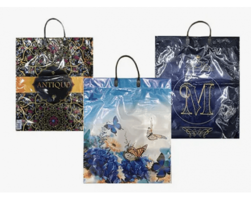 Пакет с пласт. ручкой 38*45 90мкм В АССОРТИМЕНТЕ