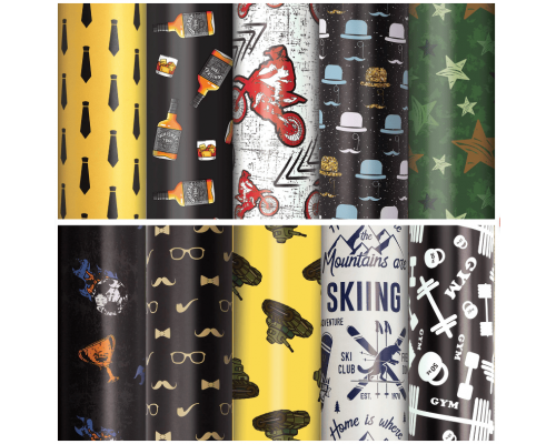 Бумага упаковочная 70*100см Золотая сказка For Men ассорти