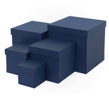 Коробка подарочная 9*9*9 тиснение РОГОЖКА КУБ темно-синий моно