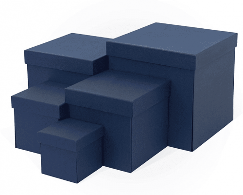 Коробка подарочная 9*9*9 тиснение РОГОЖКА КУБ темно-синий моно