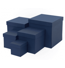 Коробка подарочная 12*12*12 тиснение РОГОЖКА КУБ темно-синий моно