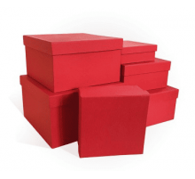 Коробка подарочная 9*9*4 тиснение РОГОЖКА ярко-красный моно