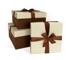 Коробка подарочная 17*17*7 с бантом тиснение РОМБ-крупный слоновая кость-коричневый шоколадный бант
