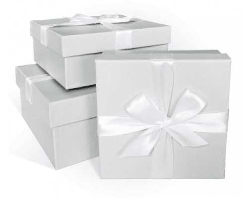 Коробка подарочная 17*17*7 серый моно белый бант