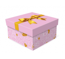 Коробка подарочная 15*15*5 ПРАЗДНИЧНЫЕ НОТКИ розовая