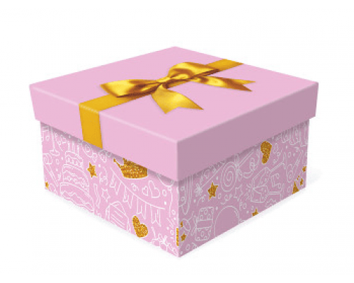 Коробка подарочная 15*15*5 ПРАЗДНИЧНЫЕ НОТКИ розовая