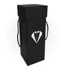 Коробка подарочная 10,5*10,5*28 под бутылку с ручками МУЖСКОЙ СТИЛЬ