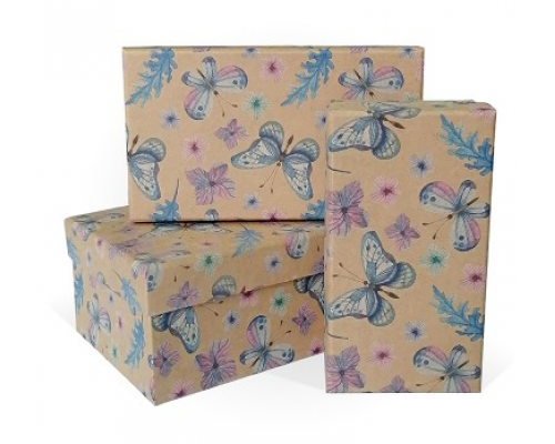 Коробка подарочная 12*6,5*4 БАБОЧКИ крафт