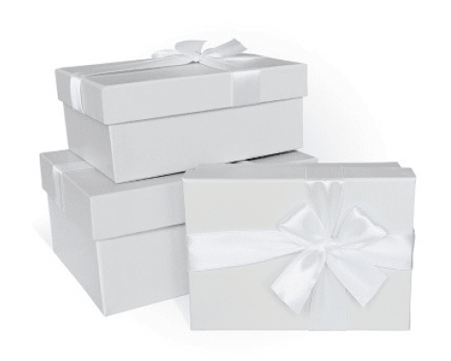 Коробка подарочная 17*13*7 серый моно-бант белый