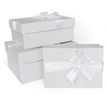 Коробка подарочная 15*11*5 серый моно-бант белый