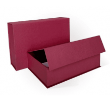 Коробка подарочная 23*15*6 на магните с перекидной крышкой тиснение РОГОЖКА бордо моно