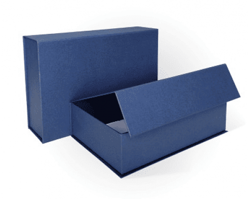 Коробка подарочная 23*15*6 на магните с перекидной крышкой тиснение ЛЕН синий моно