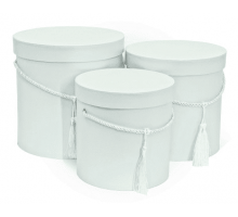 Коробка подарочная 175*178 Цилиндр белый с ручкой-кисточкой