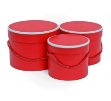 Коробка подарочная 154*122 Цилиндр алый с ручкой