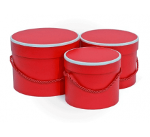 Коробка подарочная 154*122 Цилиндр алый с ручкой