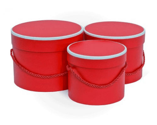 Коробка подарочная 154*122 Цилиндр алый с ручкой